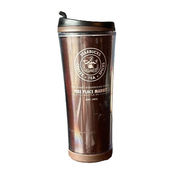 Starbucks Pike Place Market 16oz Tumbler Brown (Retired, 2007) - Picture 3 of 6